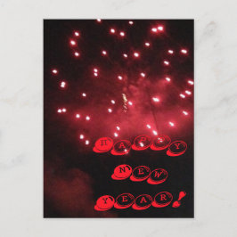 Postal Festiva Red Fireworks Feliz Año Nuevo PostCards