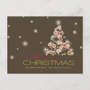 Postal Festiva Red Mod Circles Gour Merry Christmas Tree