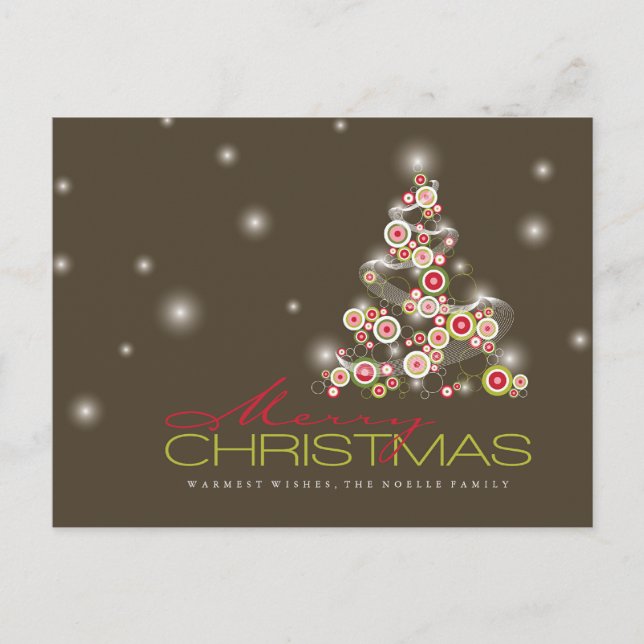 Postal Festiva Red Mod Circles Gour Merry Christmas Tree (Anverso)
