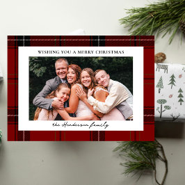 Postal Festiva Red Plaid Custom Horizontal Photo Christmas 
