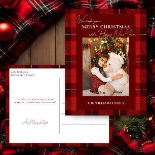 Postal Festiva Red Plaid Merry Christmas 1 Photo