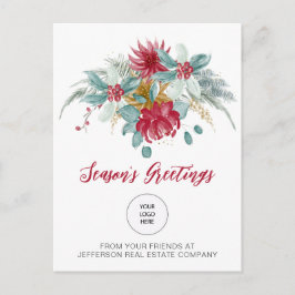 Postal Festiva Red Poinsettias Holly Company Logo Business