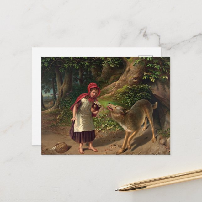 Postal Festiva Red-Ridinghood y el lobo de William Beard (Anverso/Reverso In Situ)
