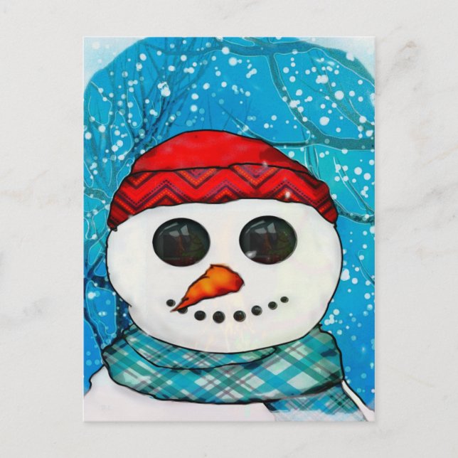 Postal Festiva Reflexiones Navidades Snowman Folk Art COLLECT (Anverso)
