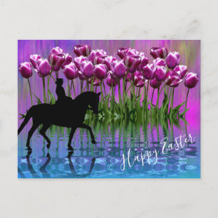 Postal Festiva Reflexiones ~ Tulipanes morados, Pascua de Caballo