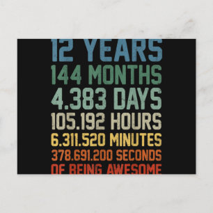 Postal Festiva Regalo de cumpleaños 12 años de antigüedad