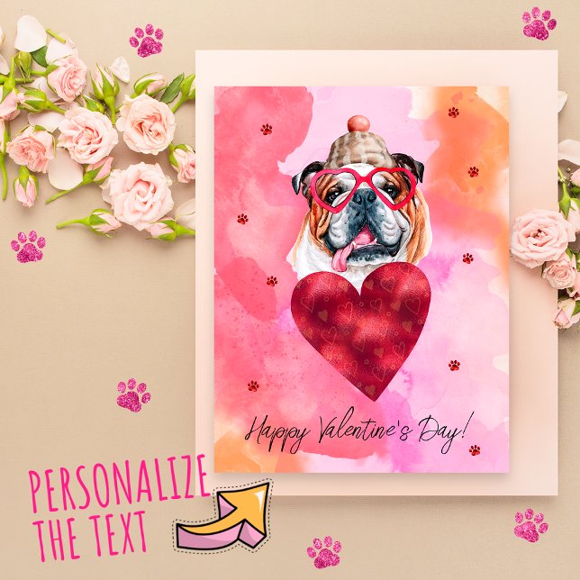 Postal Festiva Regalo de El día de San Valentín de Bulldog inglés (Subido por el creador)