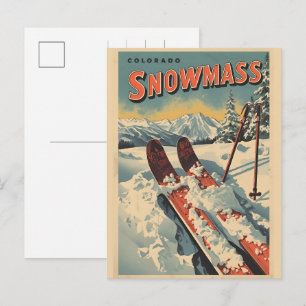 Postal Festiva regalo de esquí invernal vintage SNOWMASS álamo Co