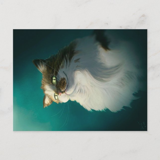 Postal Festiva Regalo de gato astuto lindo| Gato divertido para c (Anverso)