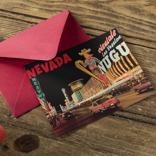 Postal Festiva Regalo de la franja de Las Vegas en Retro Nevada (Subido por el creador)