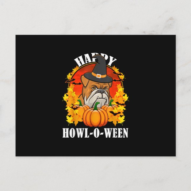 Postal Festiva Regalo de perro | Regalo Bulldog Halloween Para Lo (Anverso)