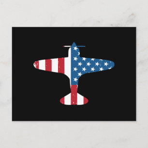 Postal Festiva Regalo de Piloto Veterano de Avión Aeronave Bander
