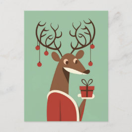 Postal Festiva Regalo de renos minimalistas Navidades regalo de v