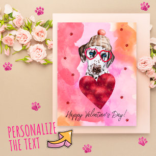Postal Festiva Regalo de San Valentín de perro dálmata naranja ro