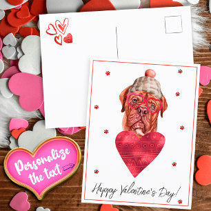 Postal Festiva Regalo de San Valentín para amante de perros Mastí