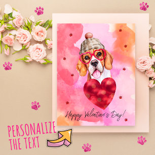 Postal Festiva Regalo de San Valentín para Perro Beagle Naranja R