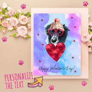 Postal Festiva Regalo de San Valentín para perro Border Collie az