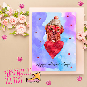 Postal Festiva Regalo de San Valentín para perro mastín francés a