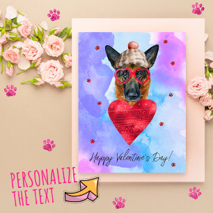 Postal Festiva Regalo de San Valentín para perro pastor alemán pú
