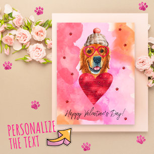 Postal Festiva Regalo de San Valentín para Perro Retriever Dorado