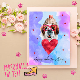Postal Festiva Regalo de San Valentín para perro San Bernardo Mor