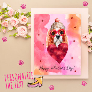Postal Festiva Regalo de San Valentín Spaniel Cavalier Naranja Ro