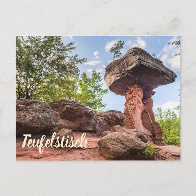 Postal Festiva regalo de Teufelstisch Hinterweidenthal Pfalz Alem (Anverso)