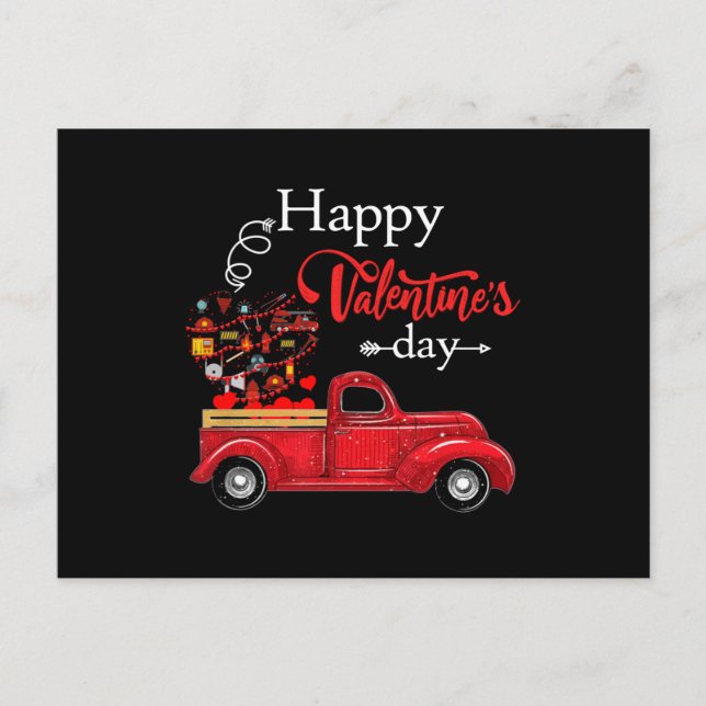Postal Festiva Regalo del bombero| Feliz Día de San Valentín (Anverso)