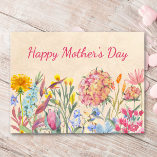 Postal Festiva Regalo del Día de la Madre Flores de Acuarela