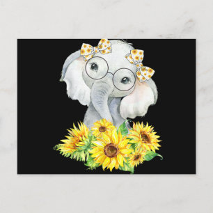 Postal Festiva Regalos de girasol para elefantes