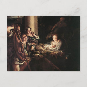 Postal Festiva Regalos de la escena de la Natividad para Navidade