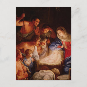 Postal Festiva Regalos de la escena de la Natividad para Navidade