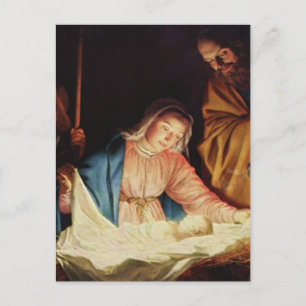Postal Festiva Regalos de la escena de la Natividad para Navidade