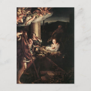 Postal Festiva Regalos de la escena de la Natividad para Navidade