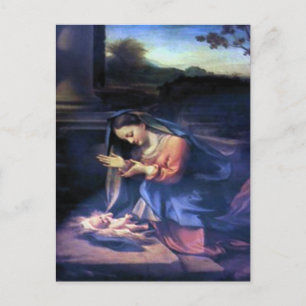 Postal Festiva Regalos de la escena de la Natividad para Navidade