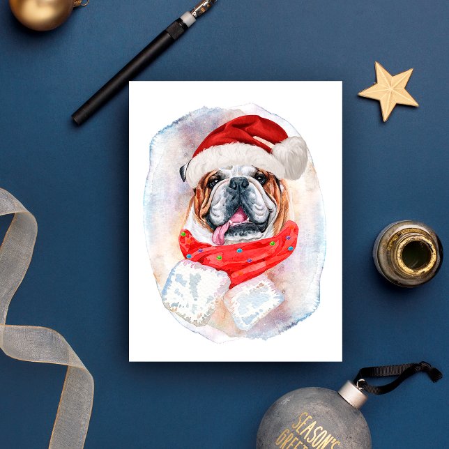 Postal Festiva Regalos De Navidades De Bulldog En Inglés Para Los (Subido por el creador)