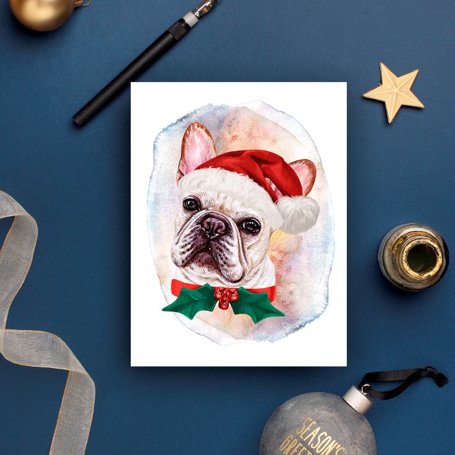 Postal Festiva Regalos De Navidades De Bulldog Franceses Para Los (Subido por el creador)
