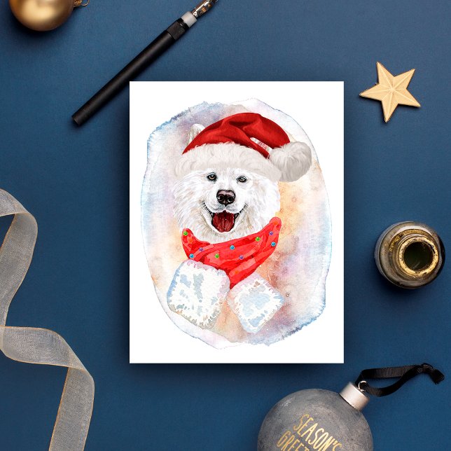 Postal Festiva Regalos De Navidades Samoyed Para Los Amantes De L (Subido por el creador)