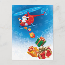 Postal Festiva Regalos de Santa Tirowing de Helicopter Funny