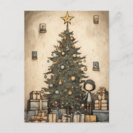 Postal Festiva Regalos navidades Bajo El Árbol