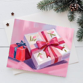 Postal Festiva Regalos Pretty Pink | Pintura de Celebración de Re