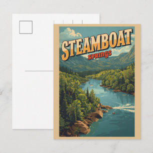 Postal Festiva regalos vintage de ríos de Steamboat Springs Color