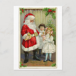 Postal Festiva Regalos vintage de Santa Handing Out