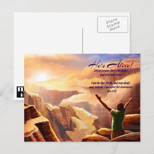 Postal Festiva Regocijaos. Pascua Personalizado religiosa cristia (Anverso / Reverso)