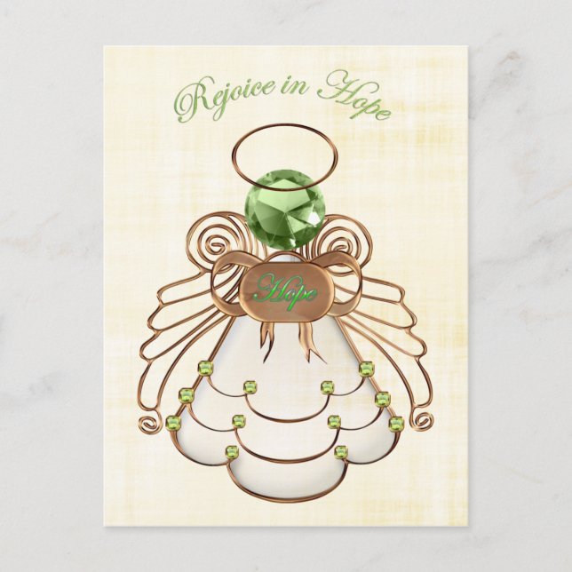 Postal Festiva Regocijarse en la esperanza - Navidades Ángel de l (Anverso)