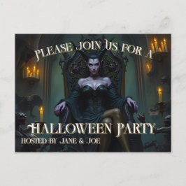 Postal Festiva Reina de demonio enarbolado a la luz de las velas