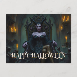 Postal Festiva Reina de demonio enarbolado bajo la luz de las vel