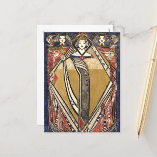Postal Festiva Reina de diamantes de Margaret Macdonald Mackintos