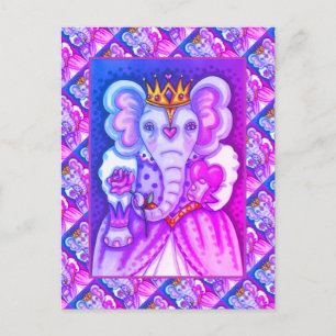 POSTAL FESTIVA REINA ELEFANTE DE CORAZONES Y ROSAS ROYAL VALENTIN