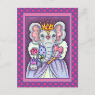 POSTAL FESTIVA REINA ELEFANTE DE CORAZONES Y ROSAS ROYAL VALENTIN